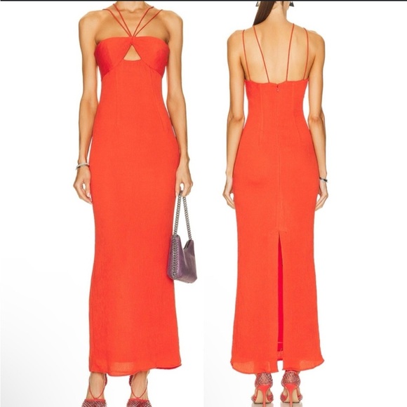 STAUD Gianna Front Keyhole Maxi Dress Ribbed Strappy cutout NWT Size 6 - Picture 1 of 6